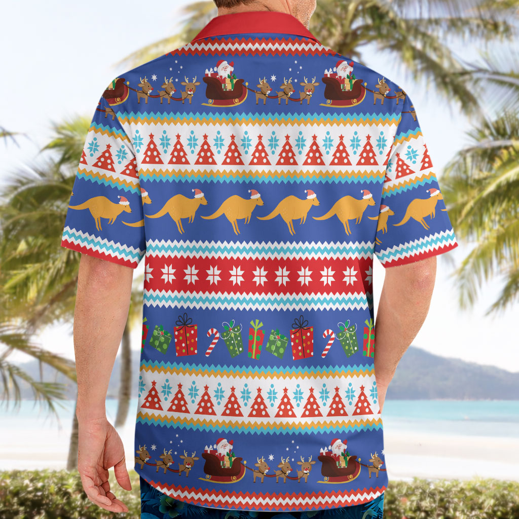 Australia Christmas Hawaiian Shirt Xmas Beach Vibes Navy