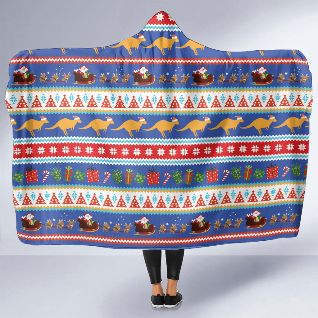 Australia Christmas Hooded Blanket Xmas Beach Vibes Navy
