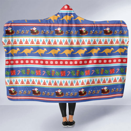 Australia Christmas Hooded Blanket Xmas Beach Vibes Navy