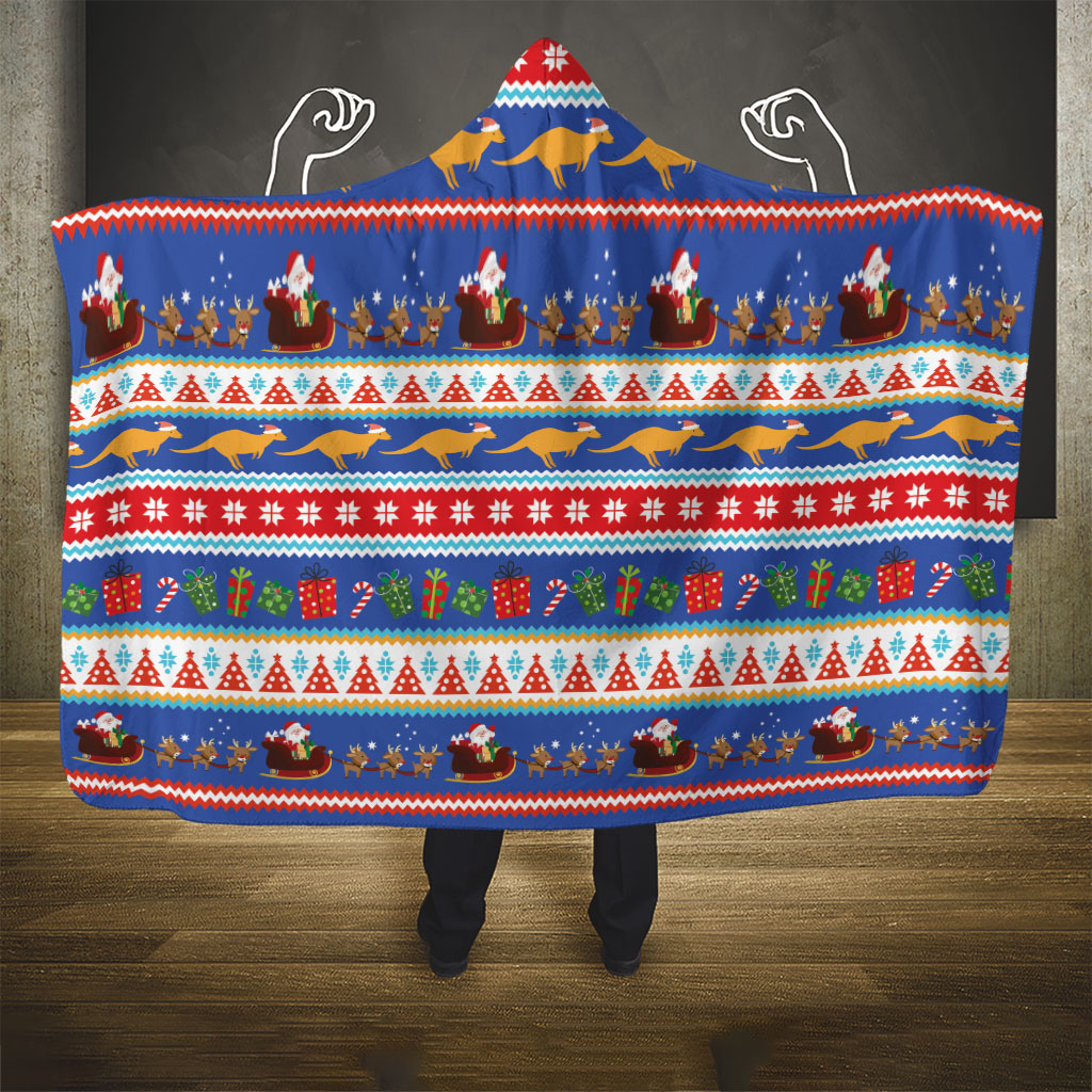 Australia Christmas Hooded Blanket Xmas Beach Vibes Navy
