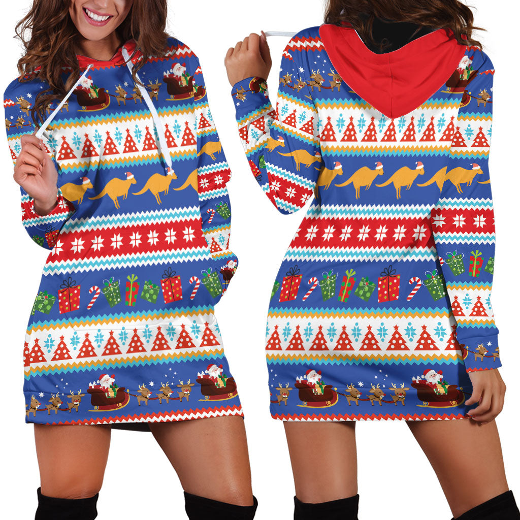 Australia Christmas Hoodie Dress Xmas Beach Vibes Navy