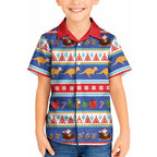 Australia Christmas Kid Hawaiian Shirt Xmas Beach Vibes Navy