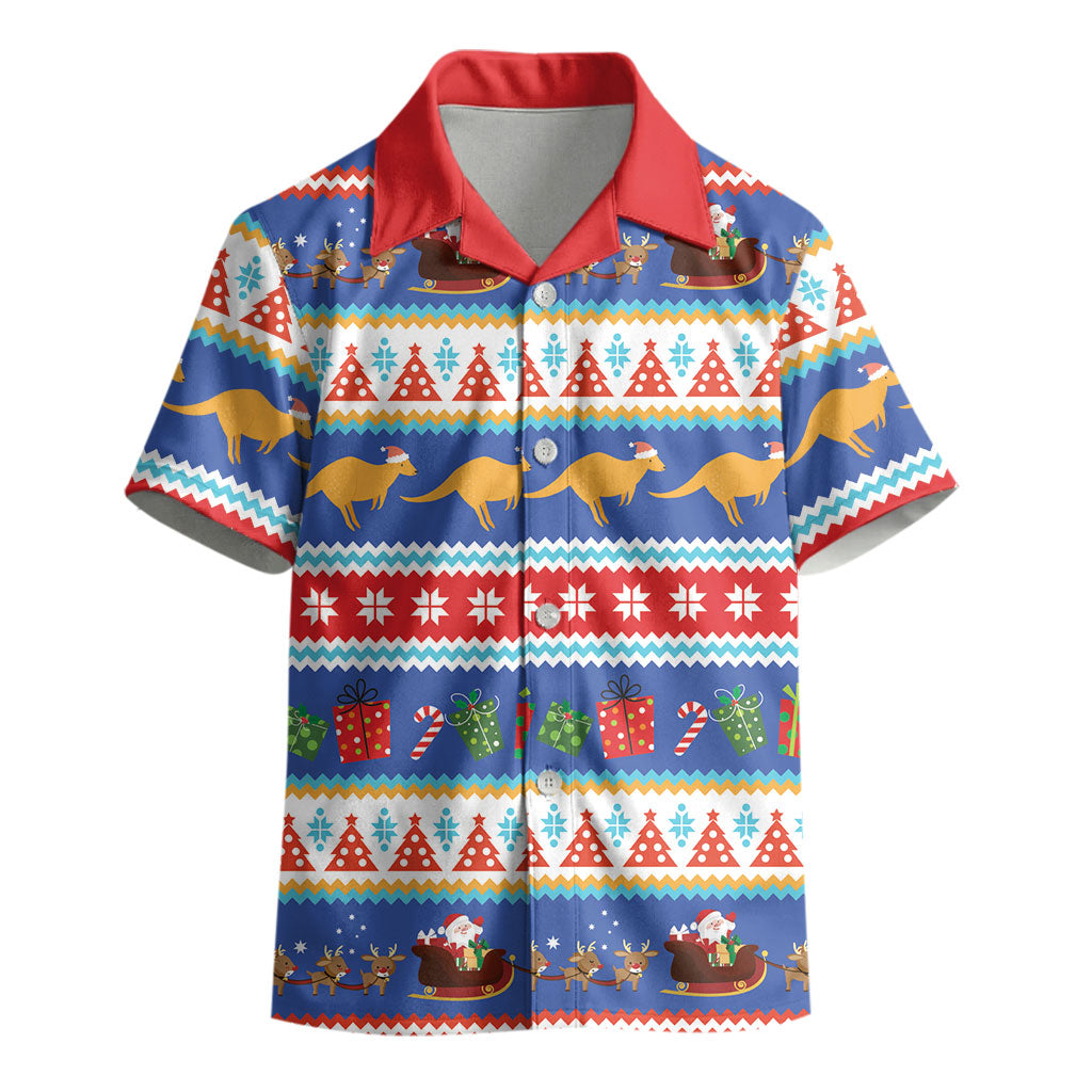 Australia Christmas Kid Hawaiian Shirt Xmas Beach Vibes Navy