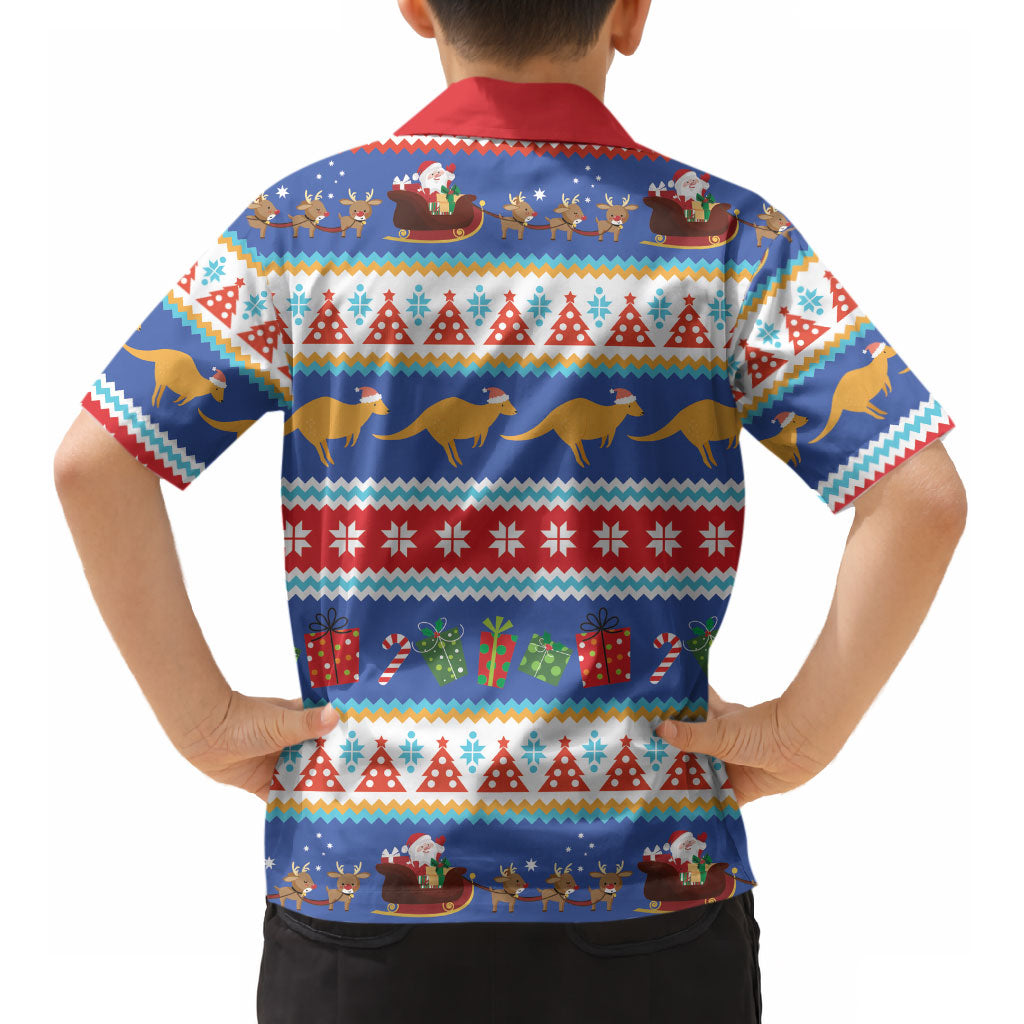 Australia Christmas Kid Hawaiian Shirt Xmas Beach Vibes Navy