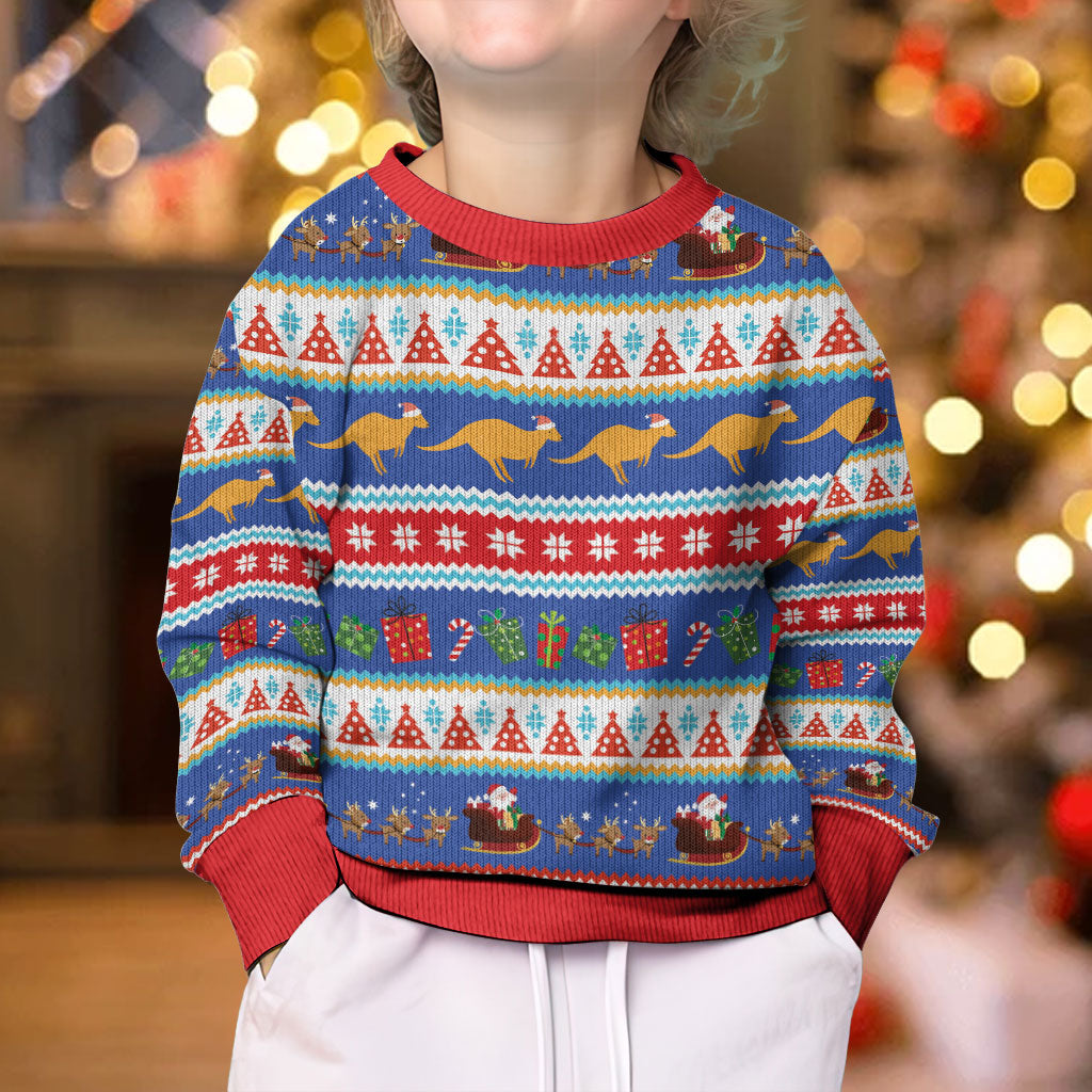 Australia Christmas Kid Ugly Christmas Sweater Xmas Beach Vibes Navy