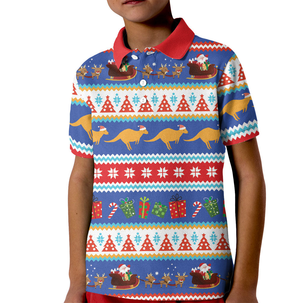 Australia Christmas Kid Polo Shirt Xmas Beach Vibes Navy