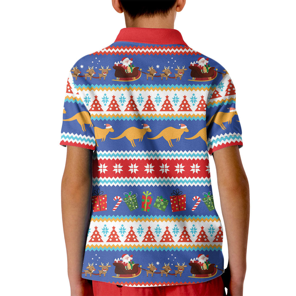 Australia Christmas Kid Polo Shirt Xmas Beach Vibes Navy