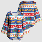 Australia Christmas Kimono Sleeve Blouse Xmas Beach Vibes Navy