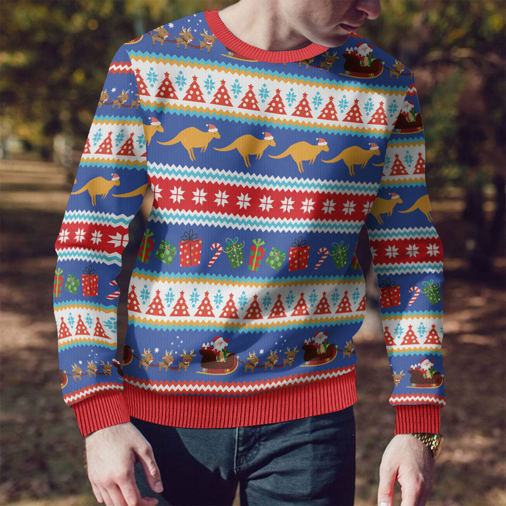 Australia Christmas Ugly Christmas Sweater Xmas Beach Vibes Navy
