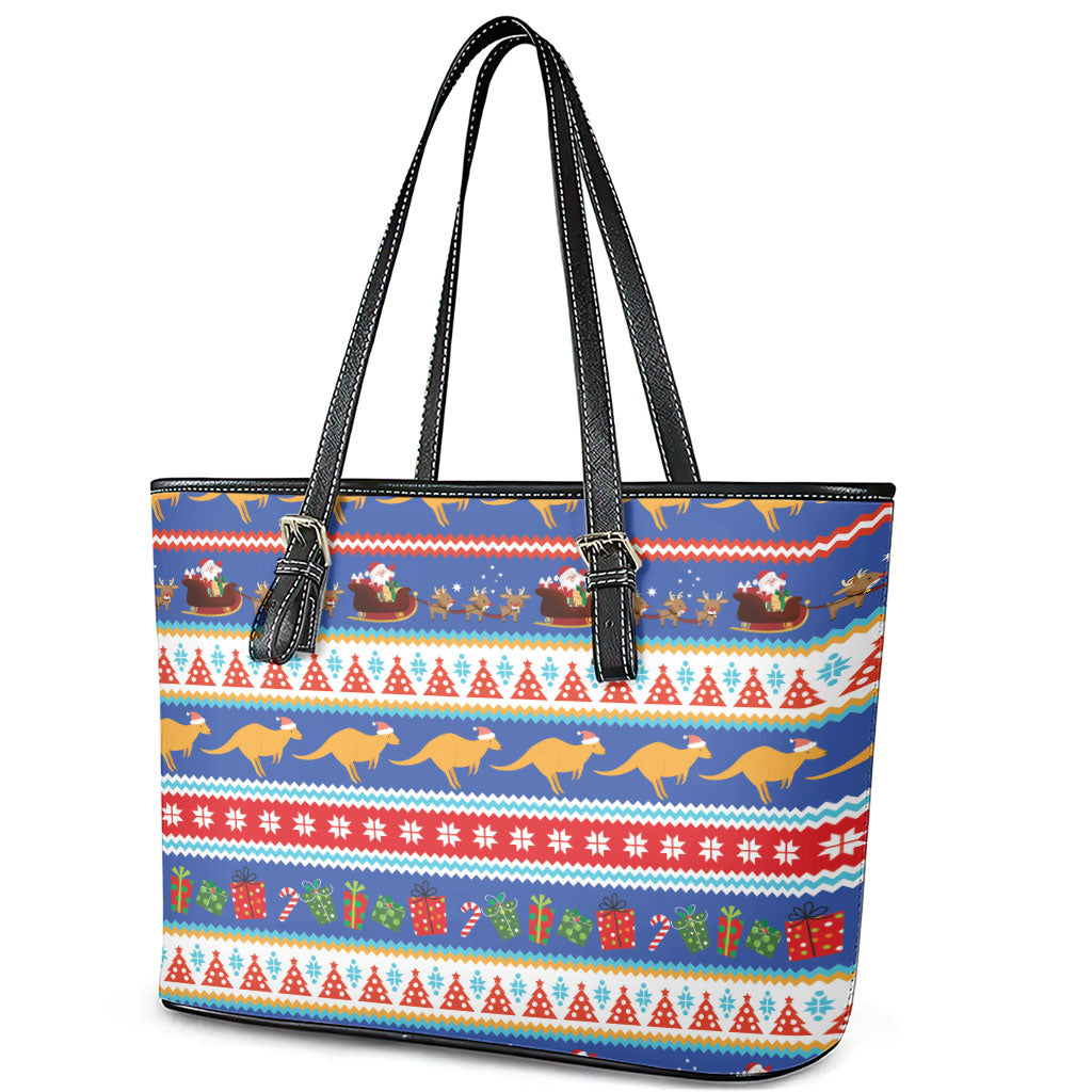 Australia Christmas Leather Tote Bag Xmas Beach Vibes Navy