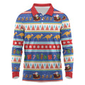 Australia Christmas Long Sleeve Polo Shirt Xmas Beach Vibes Navy
