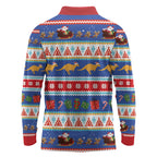 Australia Christmas Long Sleeve Polo Shirt Xmas Beach Vibes Navy