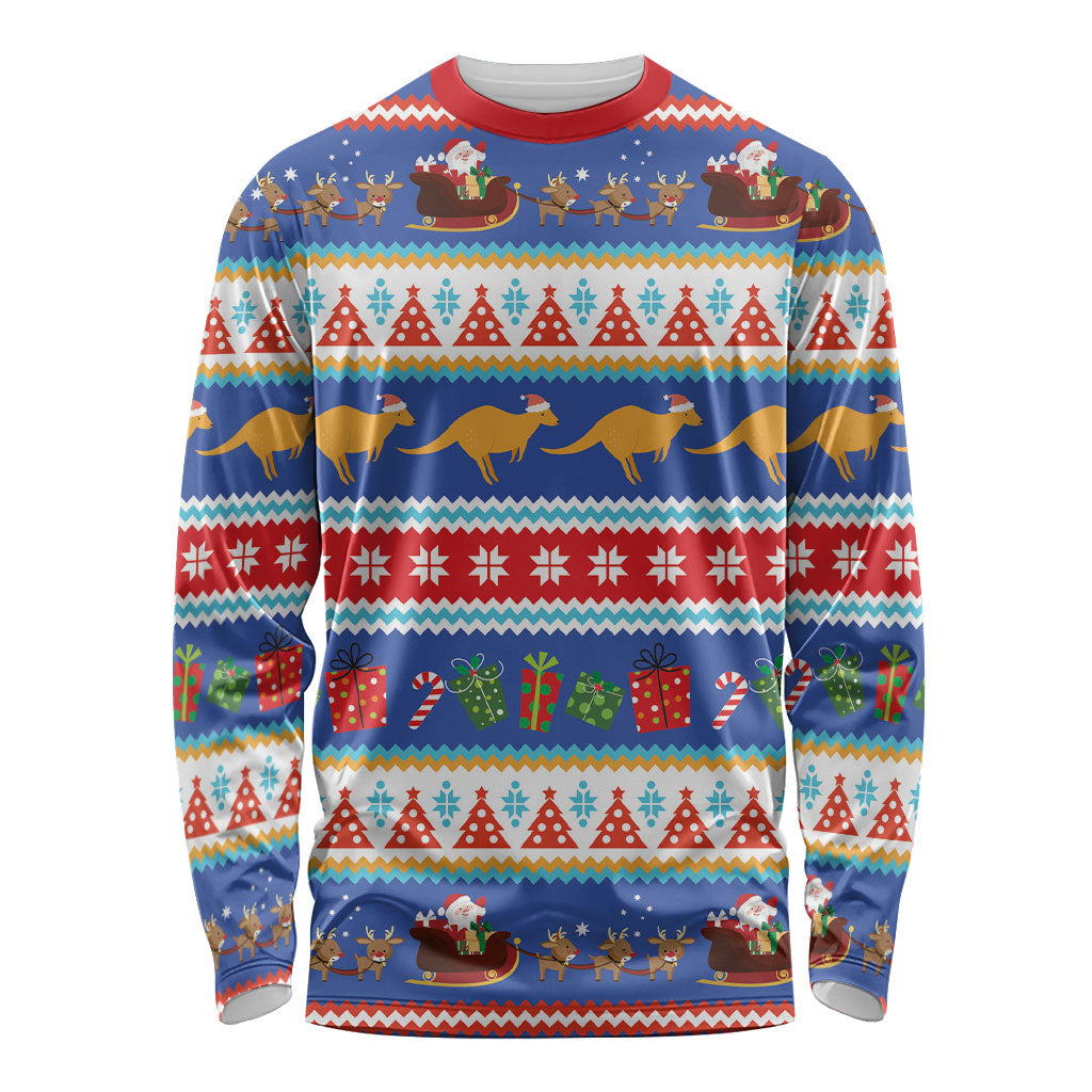 Australia Christmas Long Sleeve Shirt Xmas Beach Vibes Navy