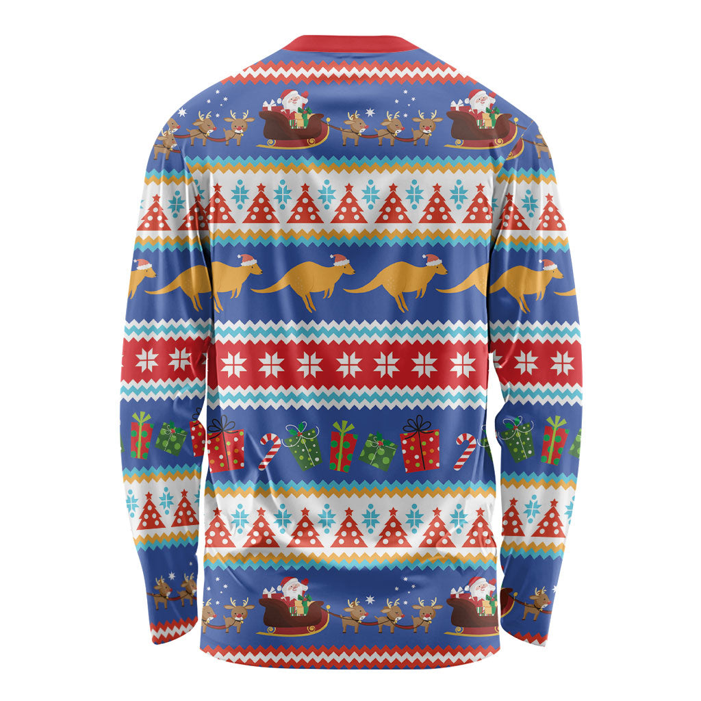 Australia Christmas Long Sleeve Shirt Xmas Beach Vibes Navy