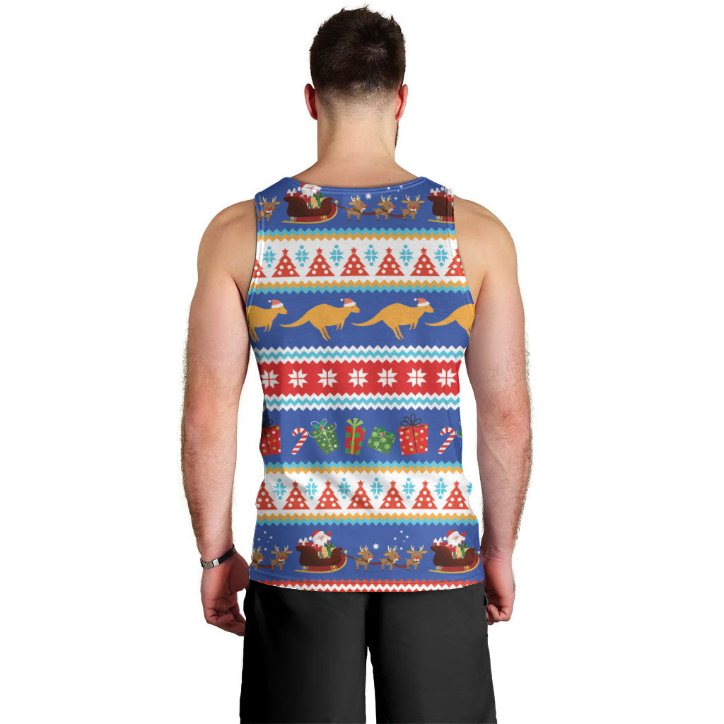 Australia Christmas Men Tank Top Xmas Beach Vibes Navy