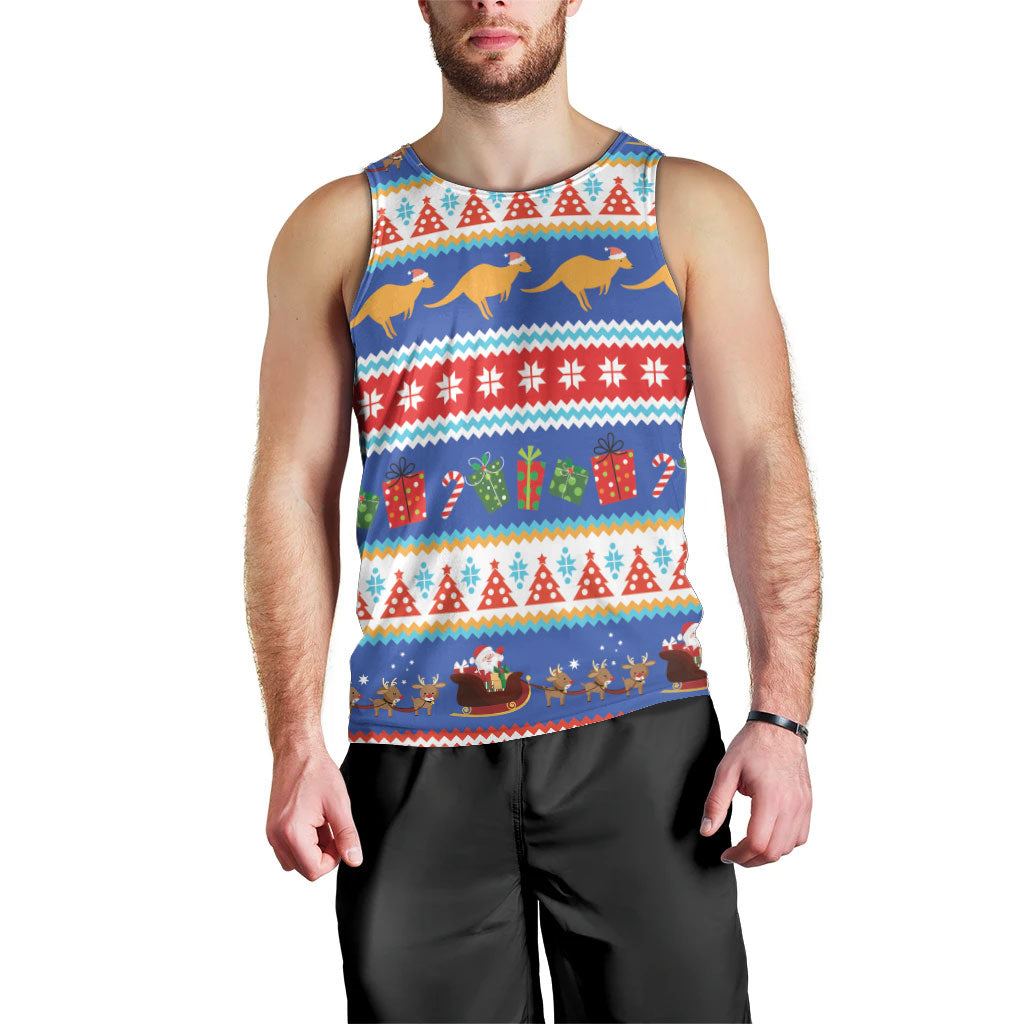 Australia Christmas Men Tank Top Xmas Beach Vibes Navy