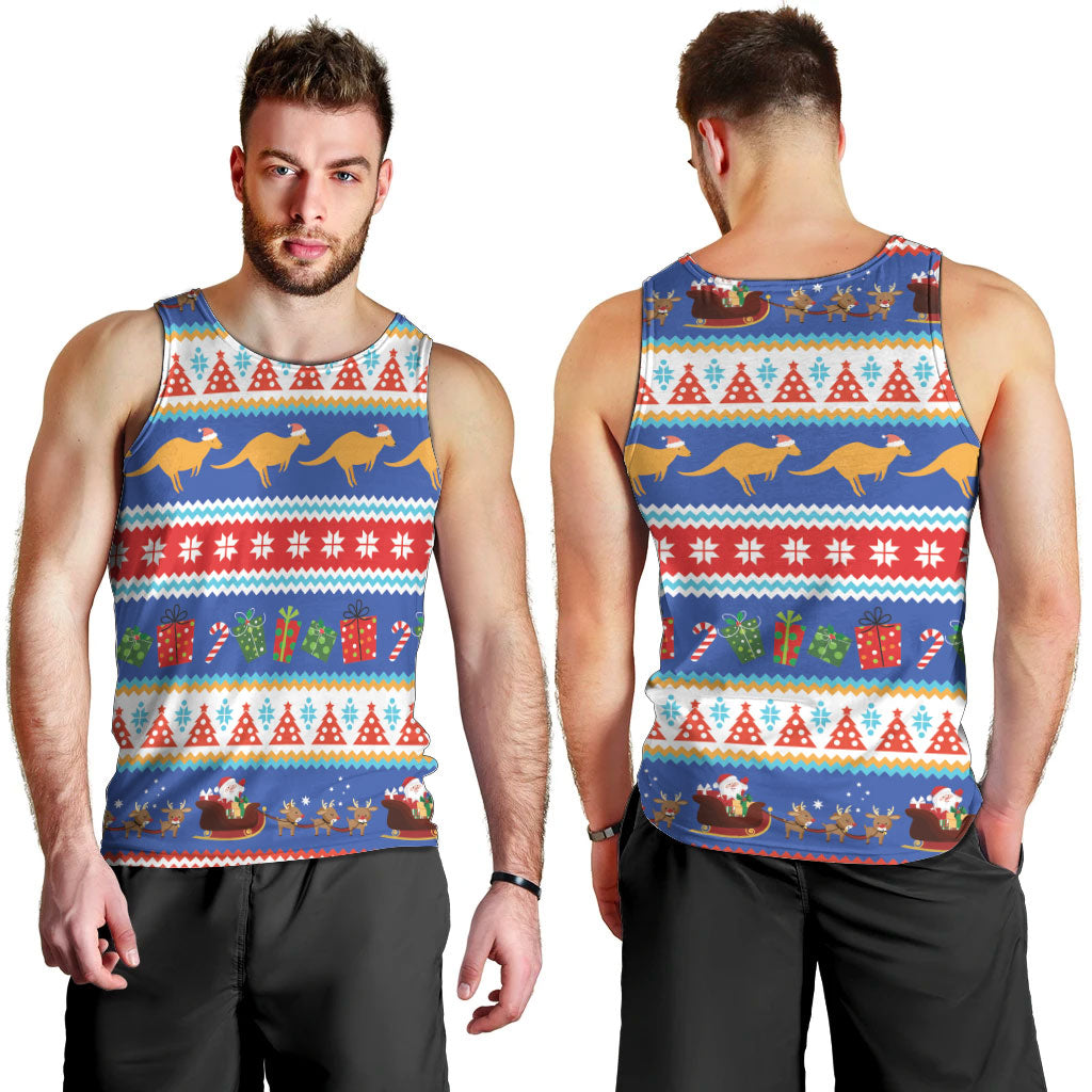 Australia Christmas Men Tank Top Xmas Beach Vibes Navy