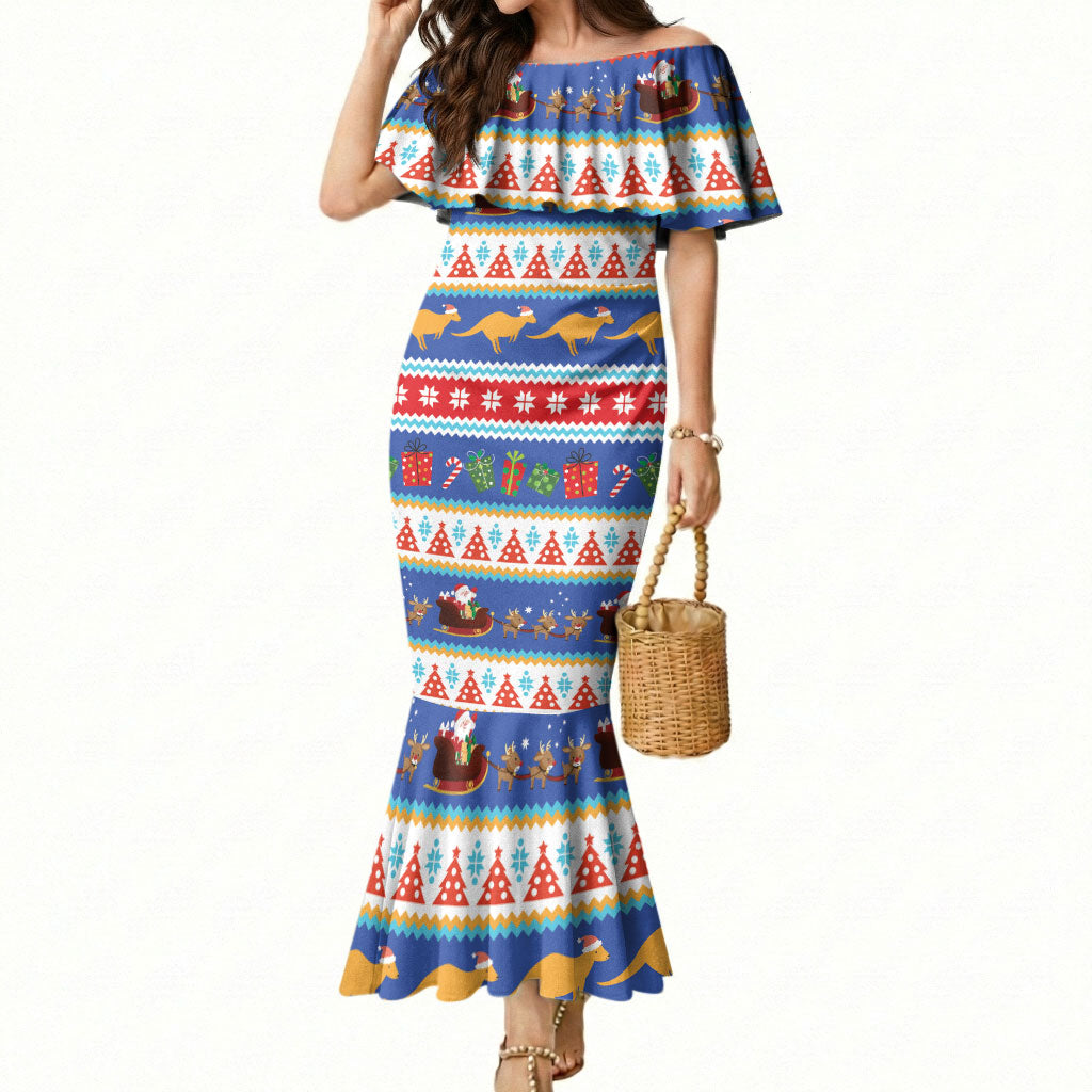 Australia Christmas Mermaid Dress Xmas Beach Vibes Navy
