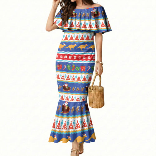 Australia Christmas Mermaid Dress Xmas Beach Vibes Navy