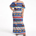Australia Christmas Off Shoulder Maxi Dress Xmas Beach Vibes Navy