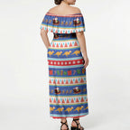 Australia Christmas Off Shoulder Maxi Dress Xmas Beach Vibes Navy