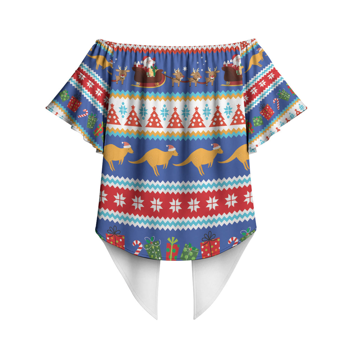 Australia Christmas Off Shoulder Wrap Waist Top Xmas Beach Vibes Navy