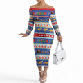 Australia Christmas Off The Shoulder Long Sleeve Dress Xmas Beach Vibes Navy