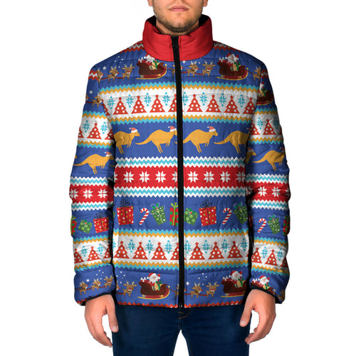 Australia Christmas Padded Jacket Xmas Beach Vibes Navy
