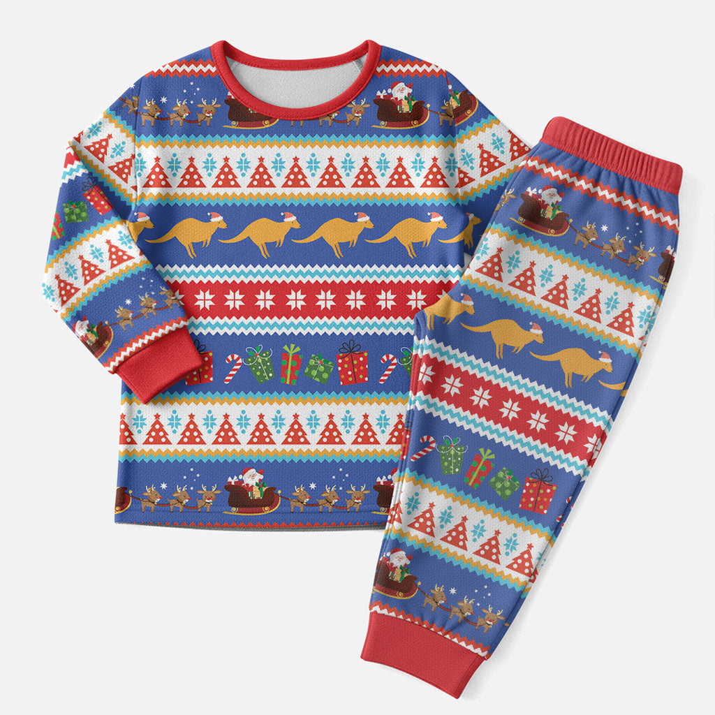 Australia Christmas Pajama Set Xmas Beach Vibes Navy