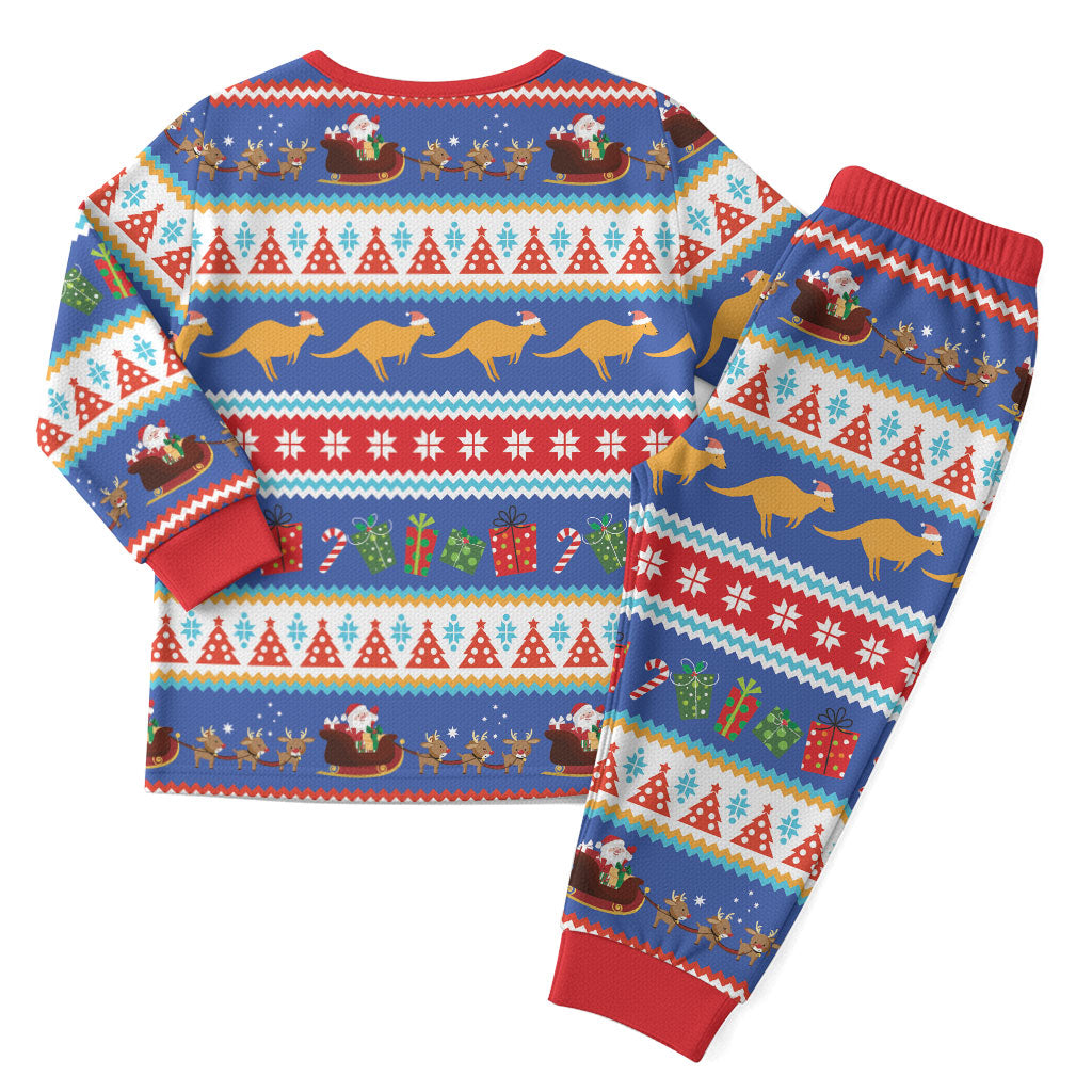 Australia Christmas Pajama Set Xmas Beach Vibes Navy