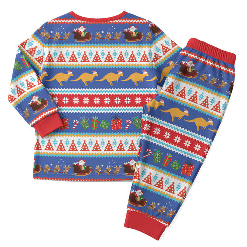 Australia Christmas Pajama Set Xmas Beach Vibes Navy