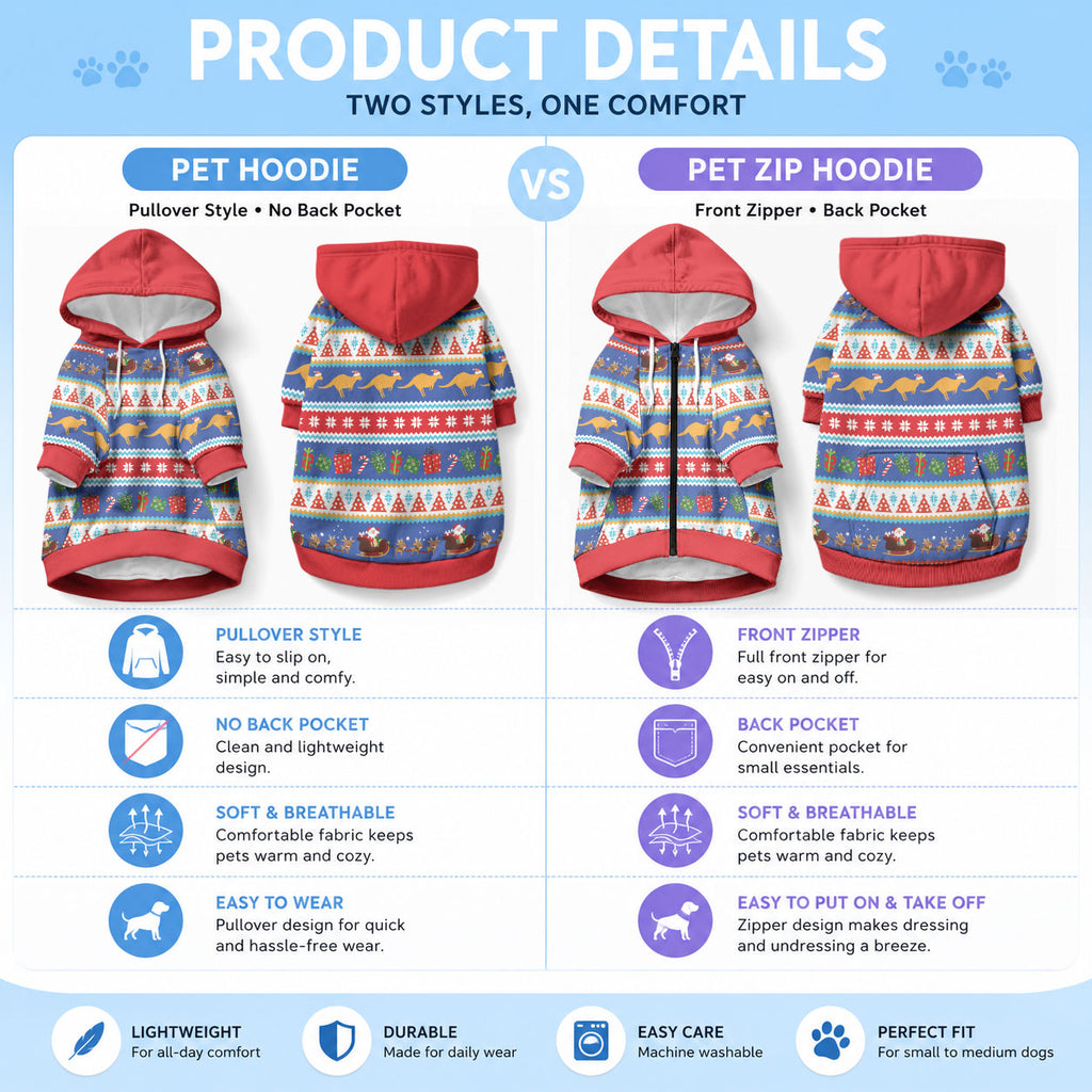 Australia Christmas Pet Hoodie Xmas Beach Vibes Navy