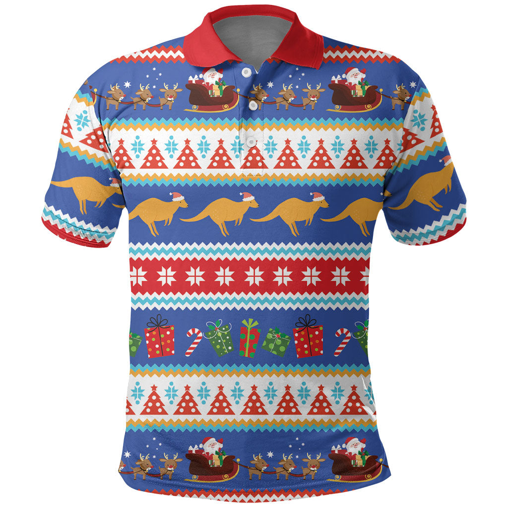 Australia Christmas Polo Shirt Xmas Beach Vibes Navy