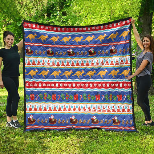 Australia Christmas Quilt Xmas Beach Vibes Navy
