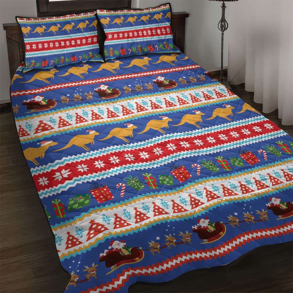 Australia Christmas Quilt Bed Set Xmas Beach Vibes Navy