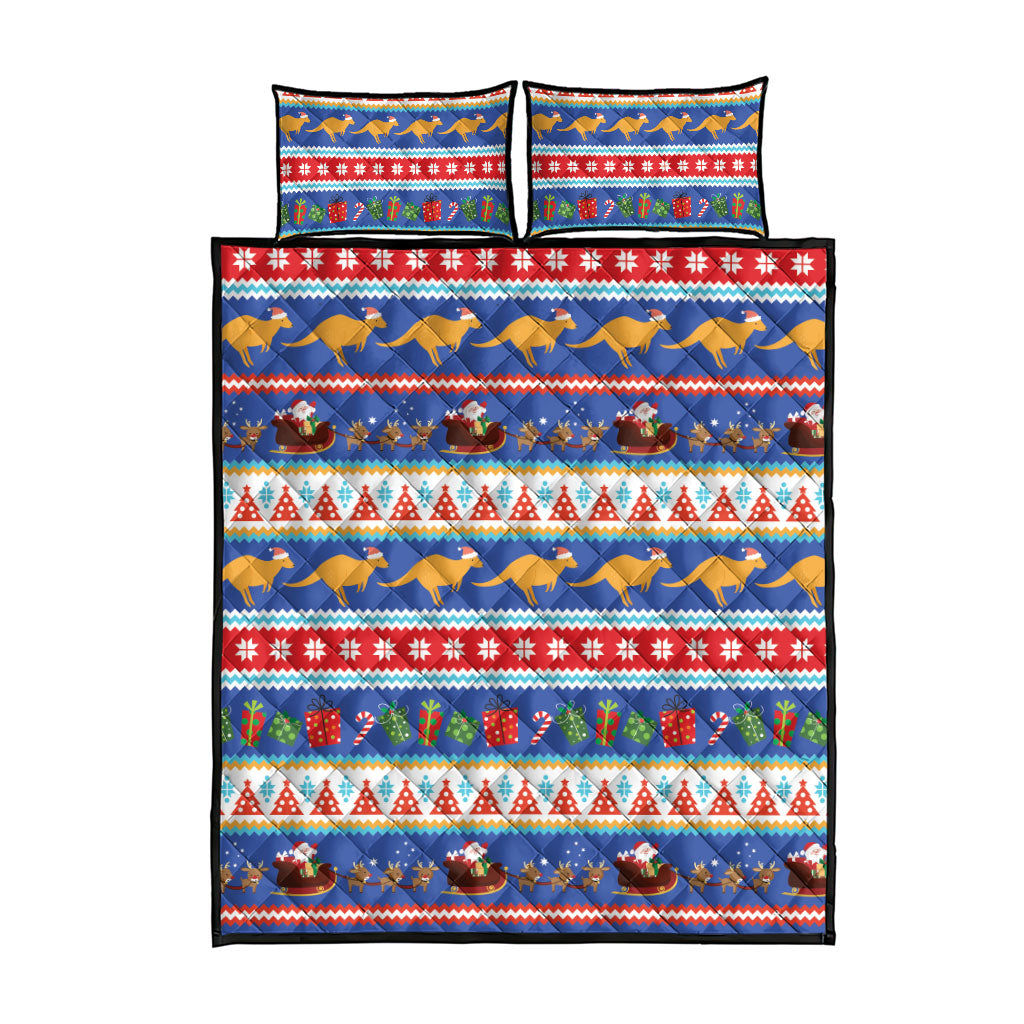 Australia Christmas Quilt Bed Set Xmas Beach Vibes Navy