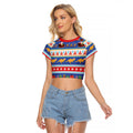 Australia Christmas Raglan Cropped T Shirt Xmas Beach Vibes Navy