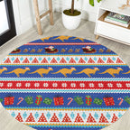 Australia Christmas Round Carpet Xmas Beach Vibes Navy