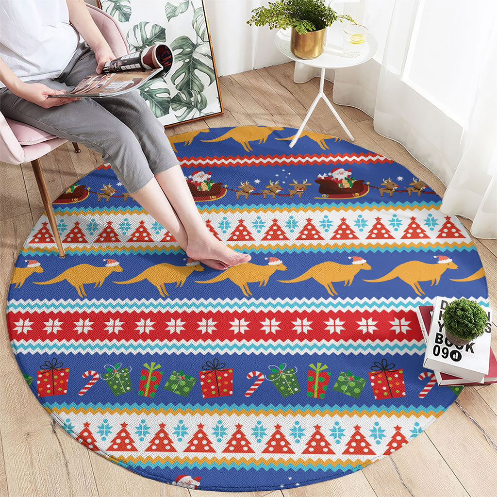 Australia Christmas Round Carpet Xmas Beach Vibes Navy