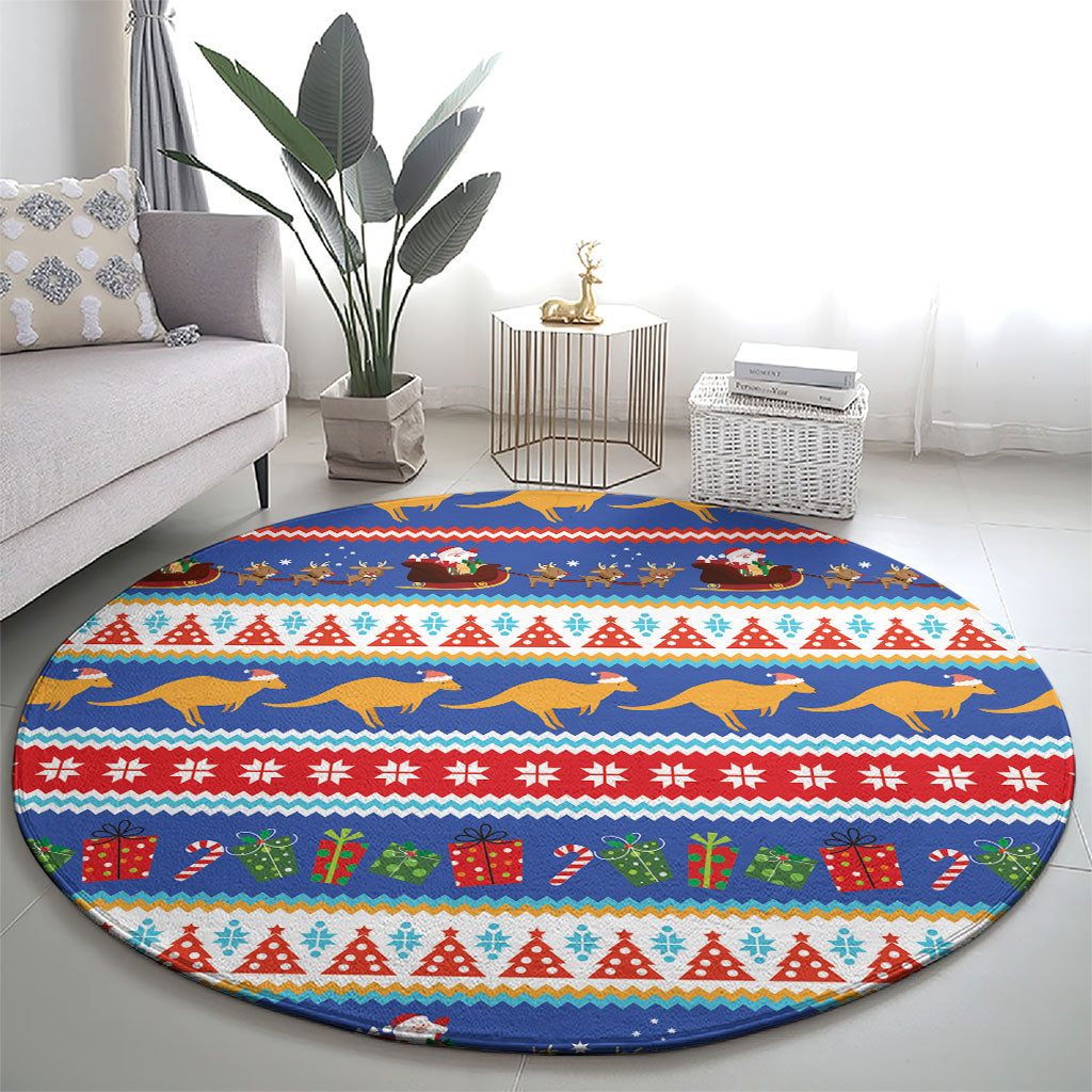 Australia Christmas Round Carpet Xmas Beach Vibes Navy