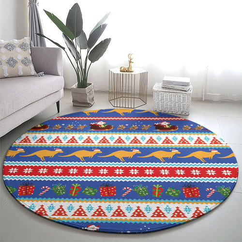 Australia Christmas Round Carpet Xmas Beach Vibes Navy