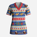 Australia Christmas Scrub Top Xmas Beach Vibes Navy