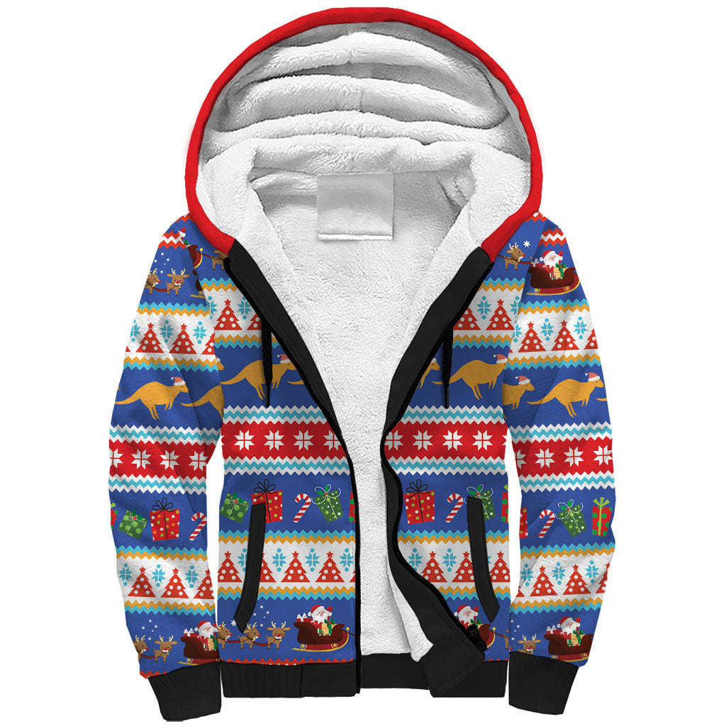 Australia Christmas Sherpa Hoodie Xmas Beach Vibes Navy