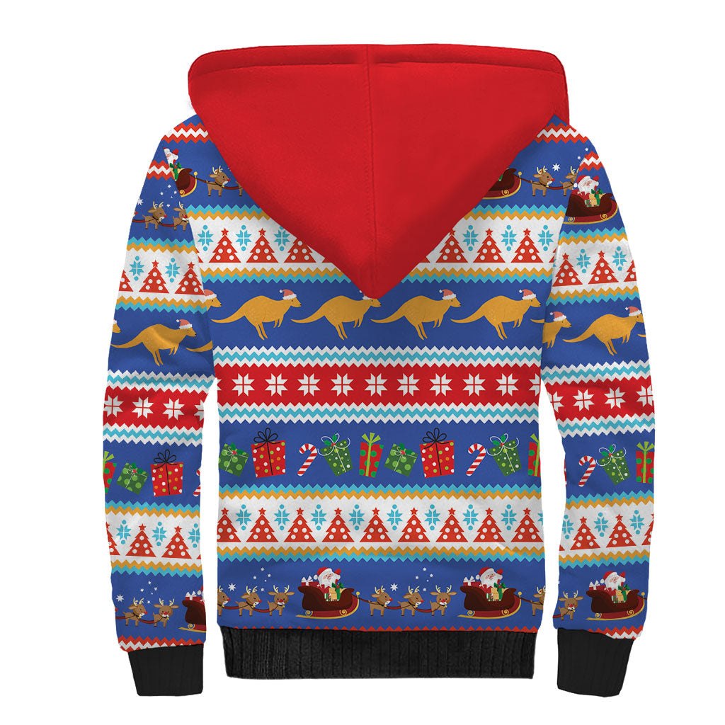 Australia Christmas Sherpa Hoodie Xmas Beach Vibes Navy