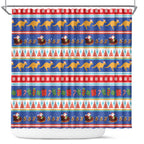 Australia Christmas Shower Curtain Xmas Beach Vibes Navy