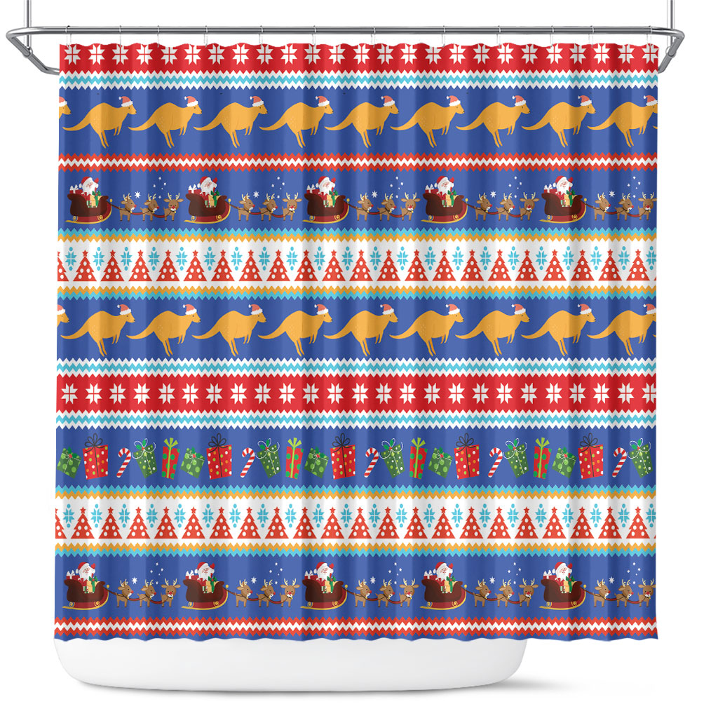 Australia Christmas Shower Curtain Xmas Beach Vibes Navy