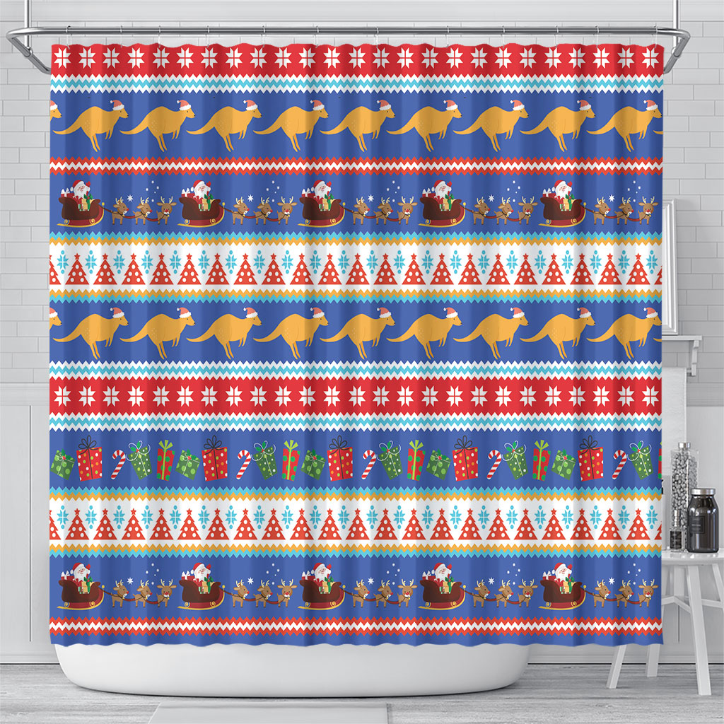 Australia Christmas Shower Curtain Xmas Beach Vibes Navy