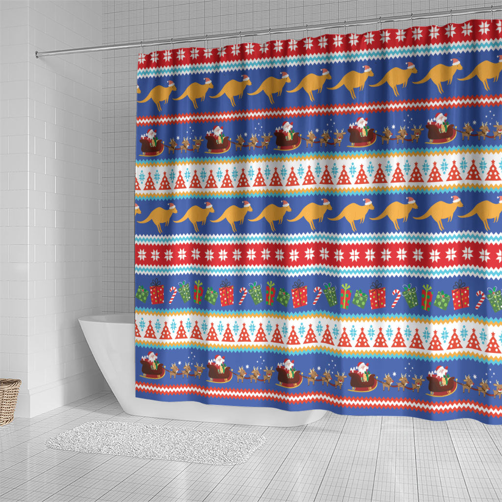 Australia Christmas Shower Curtain Xmas Beach Vibes Navy
