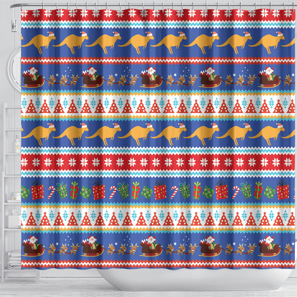 Australia Christmas Shower Curtain Xmas Beach Vibes Navy