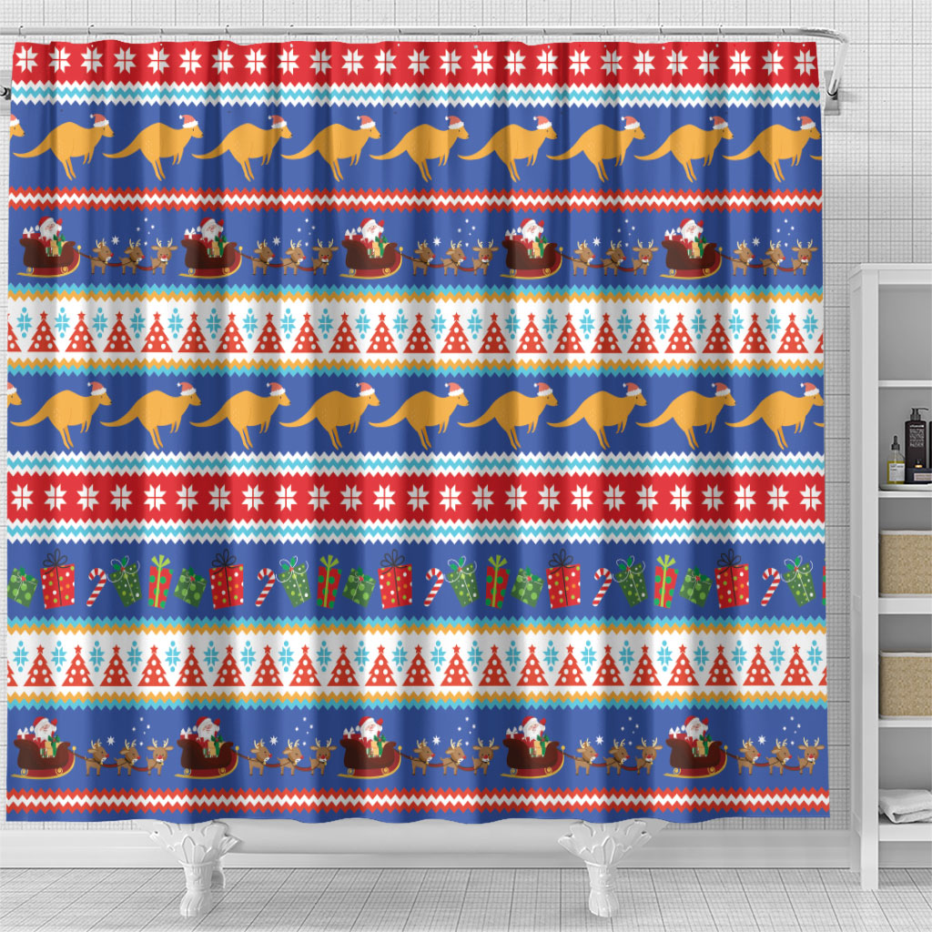 Australia Christmas Shower Curtain Xmas Beach Vibes Navy